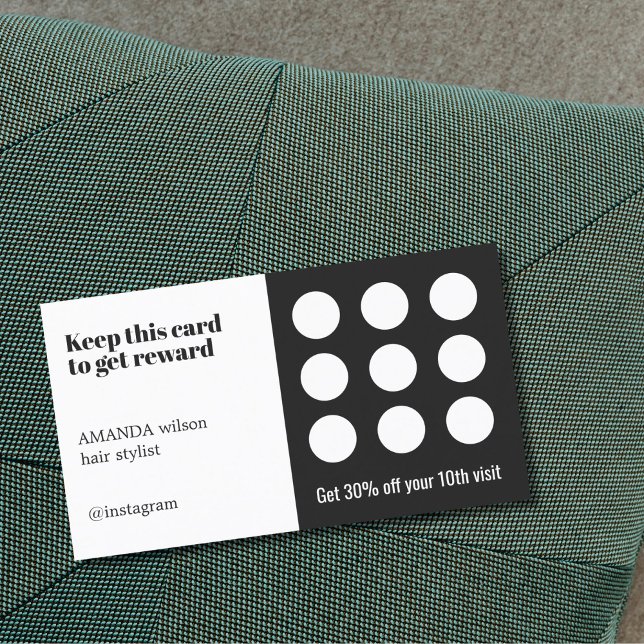 Elegant Dark Grey White Salon  Loyalty Card (Creator Uploaded)