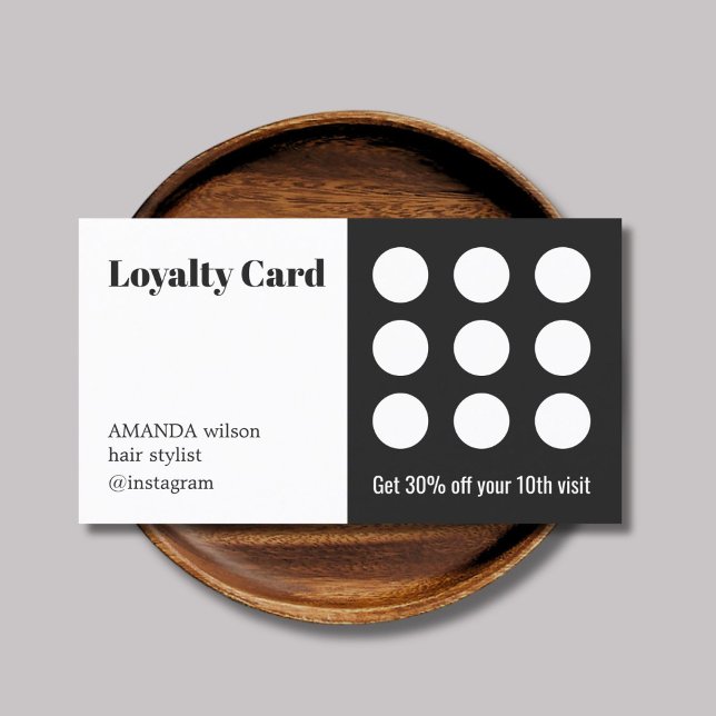 Elegant Dark Grey White Salon  Loyalty Card (Creator Uploaded)