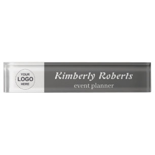 Elegant  Dark Grey with Custom Business Logo Nameplate