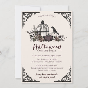 Elegant Dark Halloween Adult Costume Party Invitation