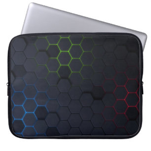 Elegant Dark Hexagonal Pattern Laptop Sleeve