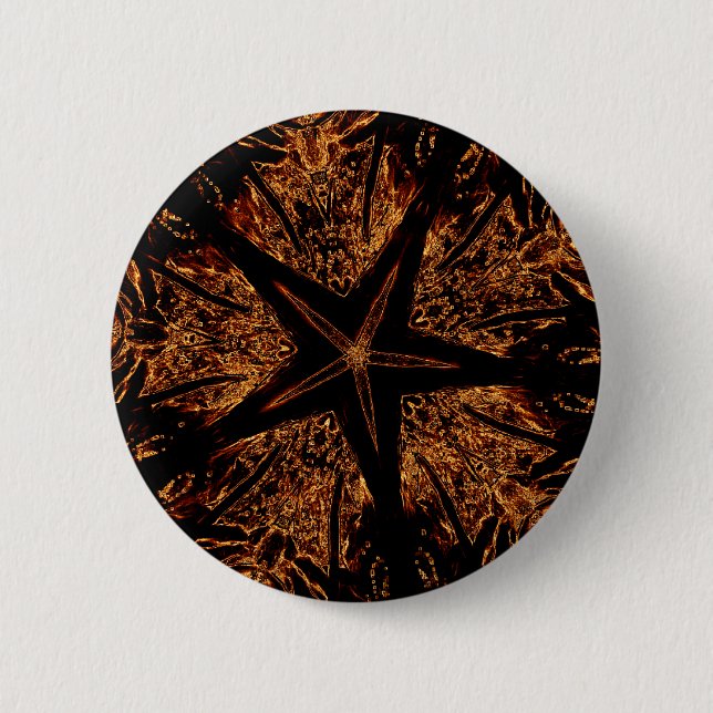 Elegant Dark Kaleidoscopic Design Black Brown Star 6 Cm Round Badge (Front)