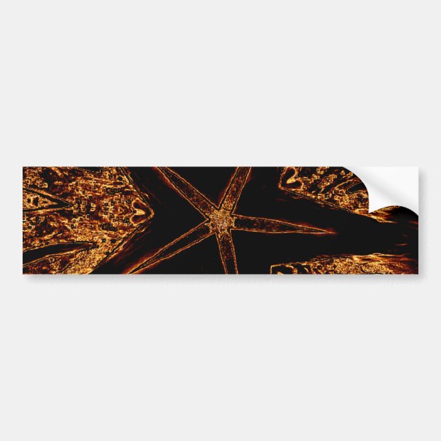 Elegant Dark Kaleidoscopic Design Black Brown Star Bumper Sticker (Front)