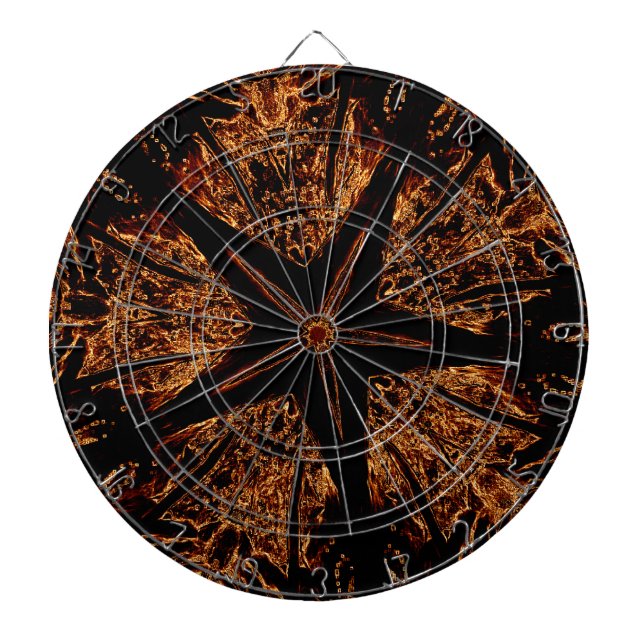 Elegant Dark Kaleidoscopic Design Black Brown Star Dartboard (Front)