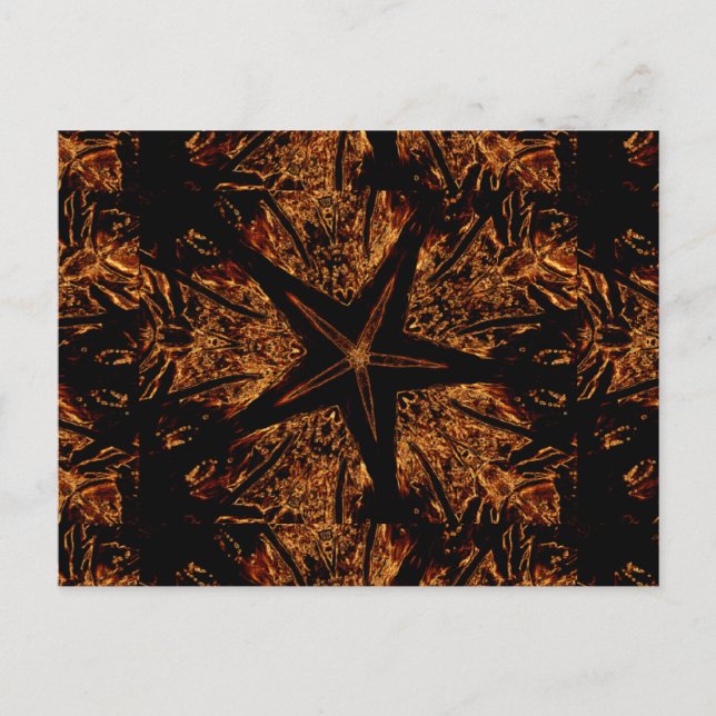 Elegant Dark Kaleidoscopic Design Black Brown Star Postcard (Front)