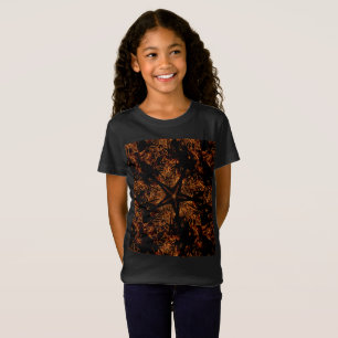 Elegant Dark Kaleidoscopic Design Black Brown Star T-Shirt