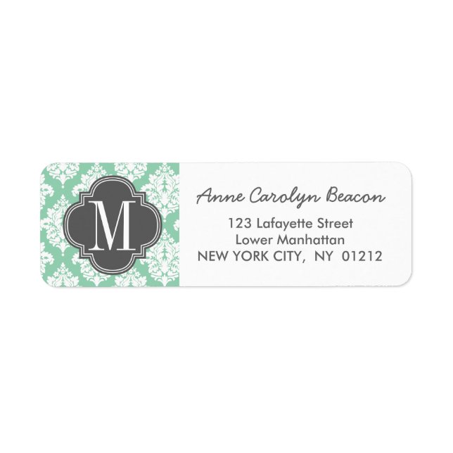 Elegant Dark Mint Damask Personalised (Front)