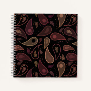 Elegant Dark Modern Paisley Pattern Notebook