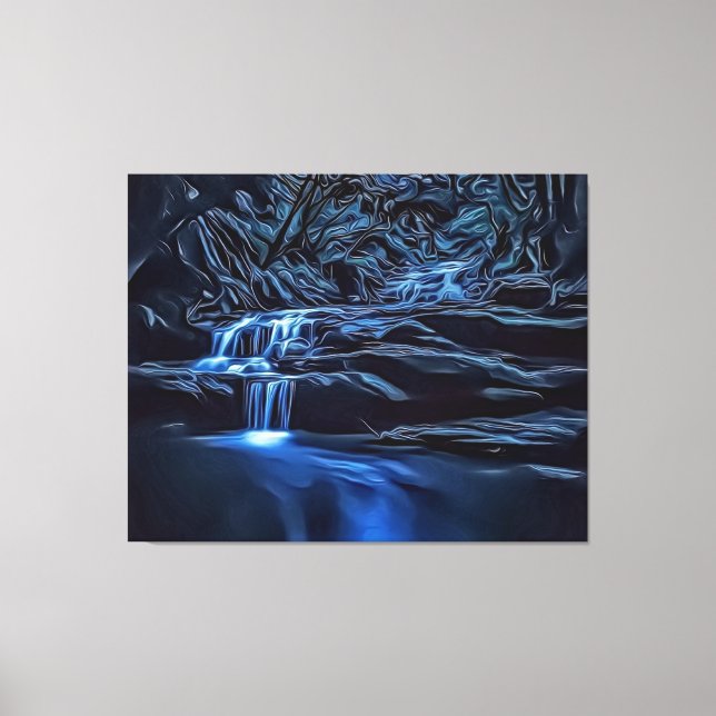 Elegant Dark & Moody Bush Brook Photo Art, Unique Canvas Print (Front)