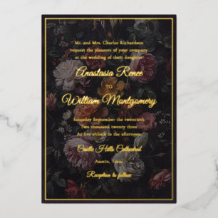 Elegant Dark Moody Floral Black & Gold Wedding