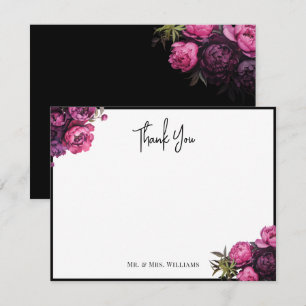 Elegant Dark Moody Florals Wedding Thank You Card