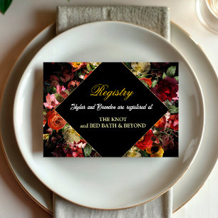 Elegant dark moody flowers wedding enclosure card