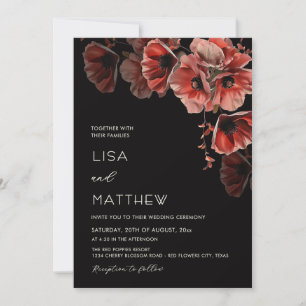 Elegant Dark Moody Red Flowers Invitation