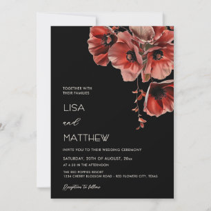 Elegant Dark Moody Red Flowers  Invitation