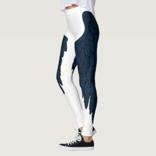 Elegant Dark Navy Angel Wings Leggings