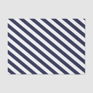 Elegant Dark Navy Blue and White Striped Pattern Tissue Paper