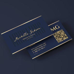 Elegant Dark Navy Blue Marketing Professional  Business Card