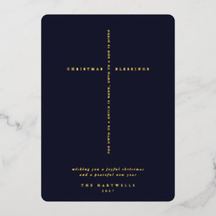 Elegant Dark Navy Blue Scripture Cross