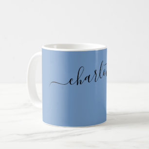 Elegant Dark Pastel Blue Colour Name Personalised Coffee Mug