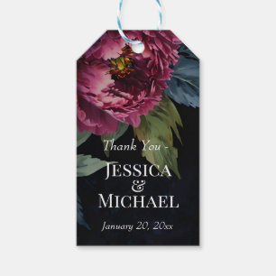 Elegant dark pink floral watercolor  gift tags