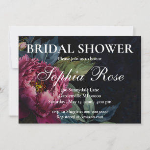 Elegant dark pink floral Wedding Bridal shower Invitation