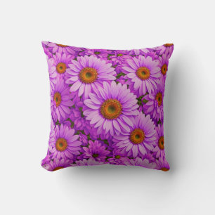 Elegant dark pink magenta floral daisies cushion