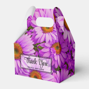 Elegant dark pink magenta floral daisies favour box