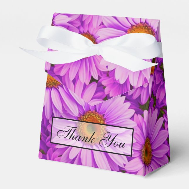 Elegant dark pink magenta floral daisies favour box (Front Side)