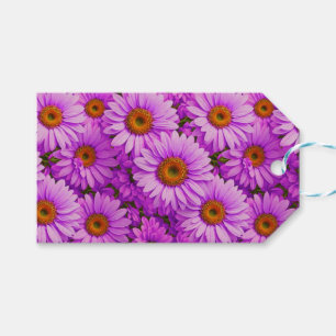 Elegant dark pink magenta floral daisies gift tags