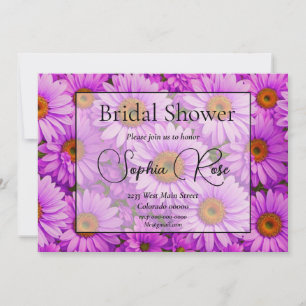 Elegant dark pink magenta floral daisies invitation