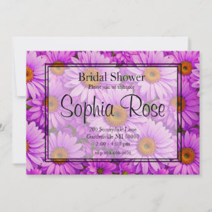 Elegant dark pink magenta floral daisies invitation