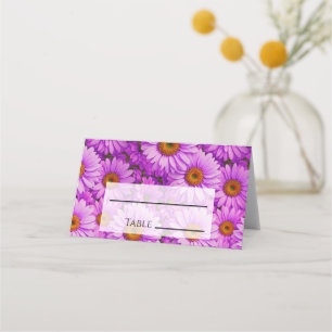 Elegant dark pink magenta floral daisies place card