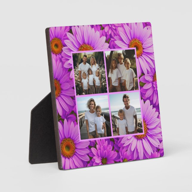 Elegant dark pink magenta floral daisies plaque (Front)