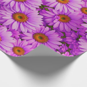 Elegant dark pink magenta floral daisies wrapping paper