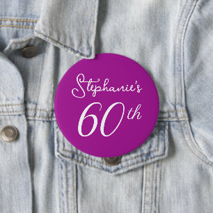 Elegant Dark Pink Monogram 60th Birthday Party 10 Cm Round Badge
