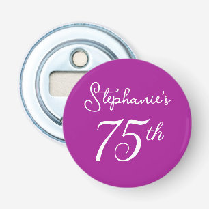 Elegant Dark Pink Monogram 75th Birthday Party Bottle Opener
