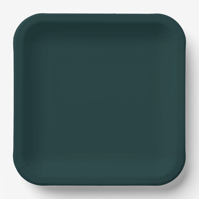 elegant dark plain green  paper plate (Front)