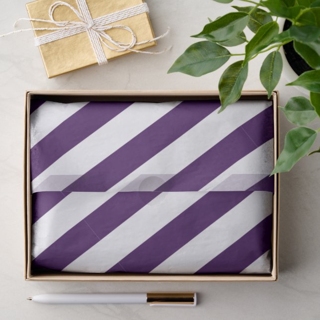 Elegant Dark Purple and White Striped Pattern Tissue Paper (Gift)