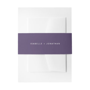 Elegant Dark Purple and White Wedding Invitation Belly Band