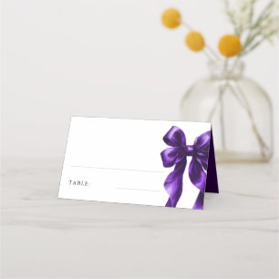 Elegant Dark Purple Bow Bridal Shower Table Place Card