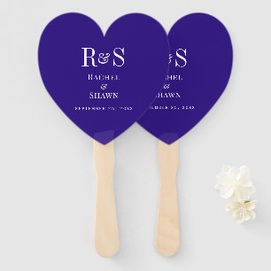 Elegant Dark Purple Chic Modern Monogram Wedding Hand Fan