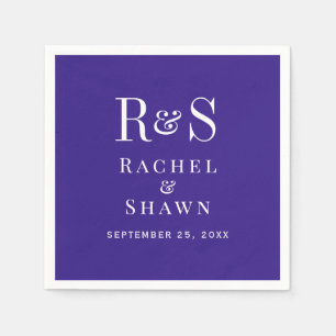 Elegant Dark Purple Chic Modern Monogram Wedding Napkin
