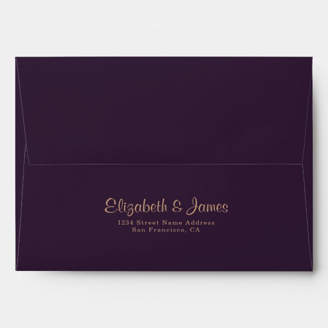 Elegant Dark Purple Moody Bohemian Wedding Envelope (Back (Top Flap))
