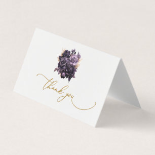 Elegant Dark Purple Roses Thank You Card