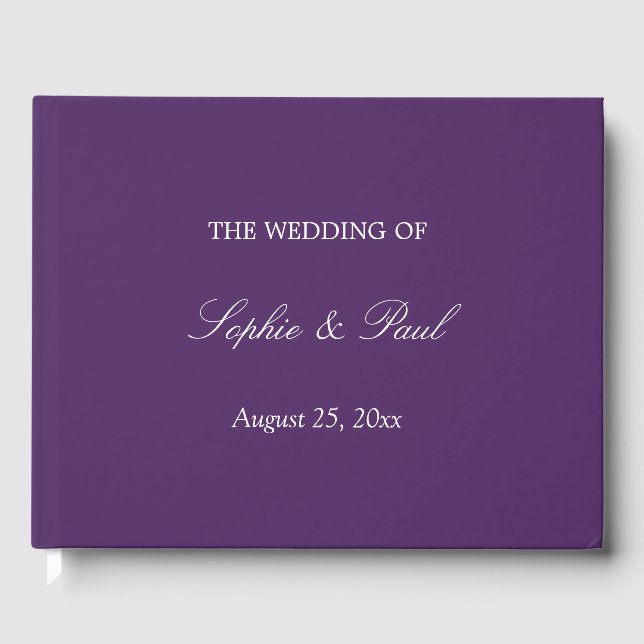 Elegant Dark Purple Wedding Guest Book (Front)