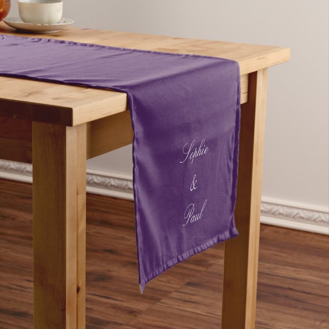 Elegant Dark Purple Wedding Table Runner (In Situ)