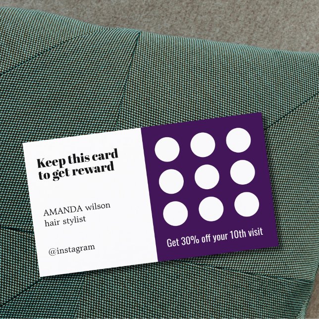 Elegant Dark Purple White Salon  Loyalty Card (Creator Uploaded)