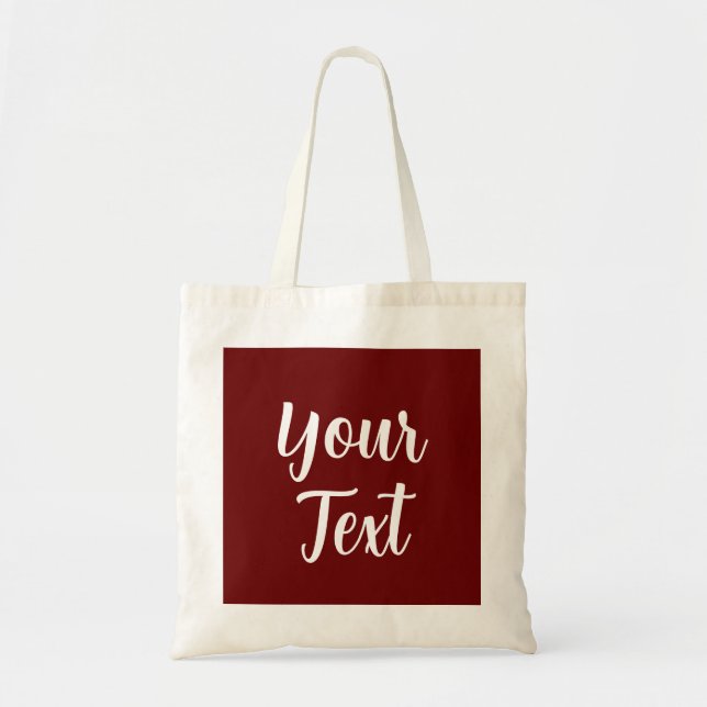 Elegant Dark Red Add Your Text Modern Trendy Tote Bag (Front)