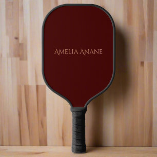 Elegant Dark Red & Blush Pink Typography Pickleball Paddle