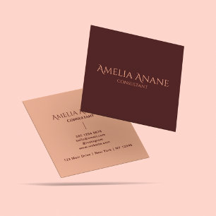 Elegant Dark Red & Blush Pink Typography Square Business Card